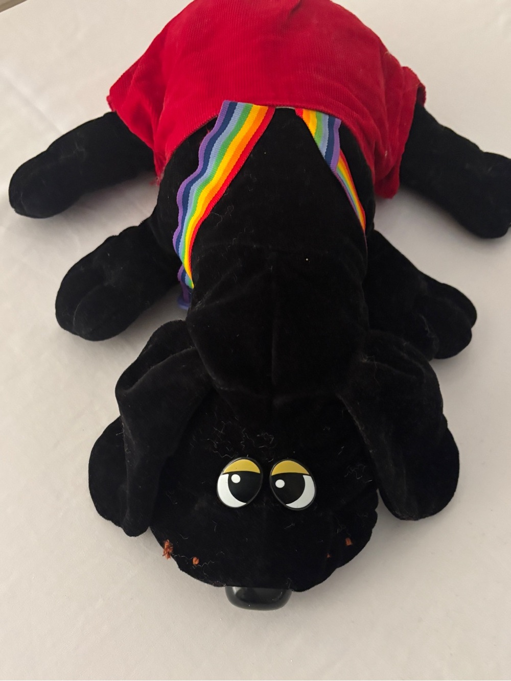 Vintage Pound Puppy 1980’s Black with Red Corduroy Jumper